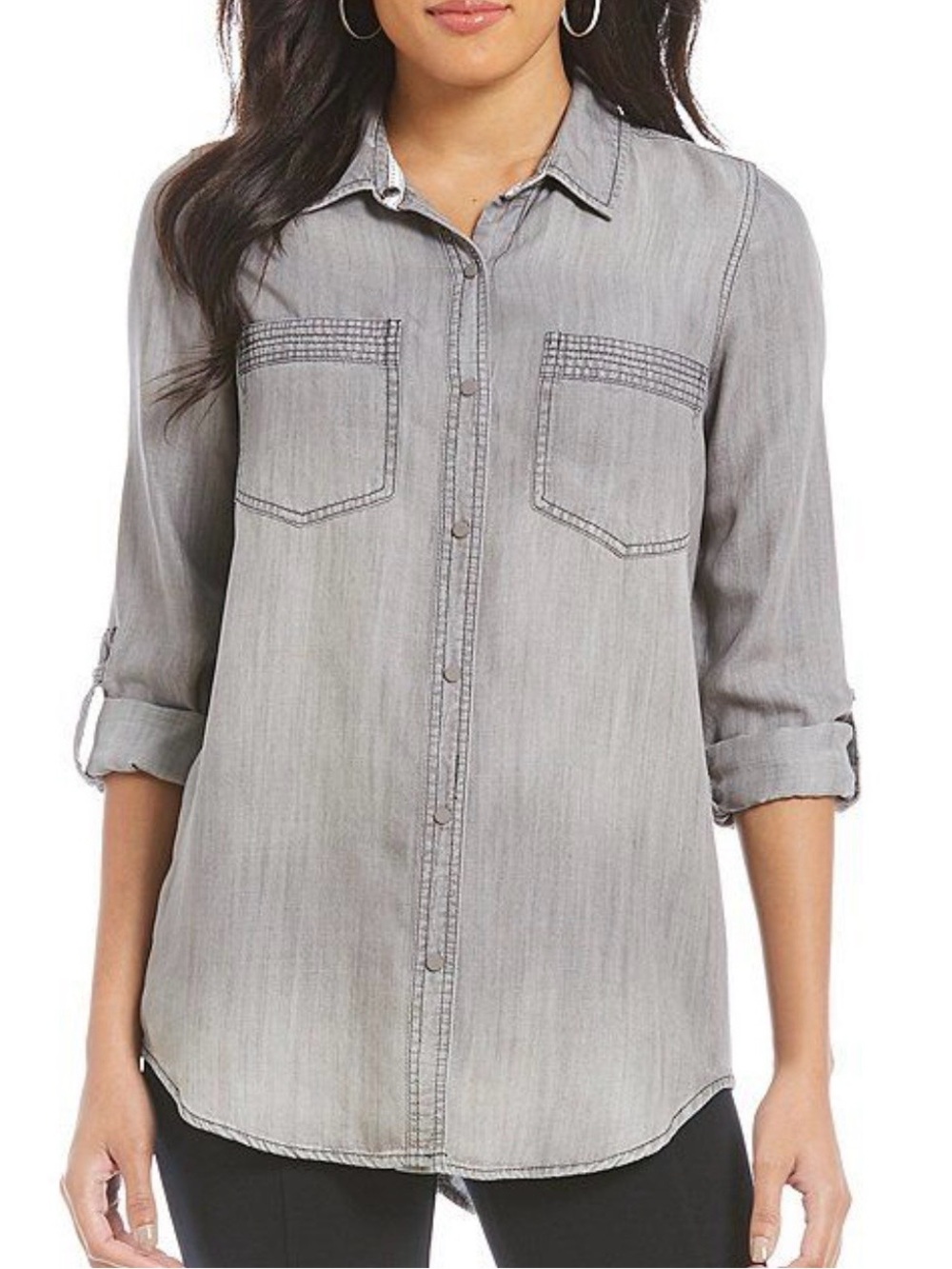 NWT Intro Roll-Tab Long Sleeve Button Front Slub Lyocell
Shirt (2X)